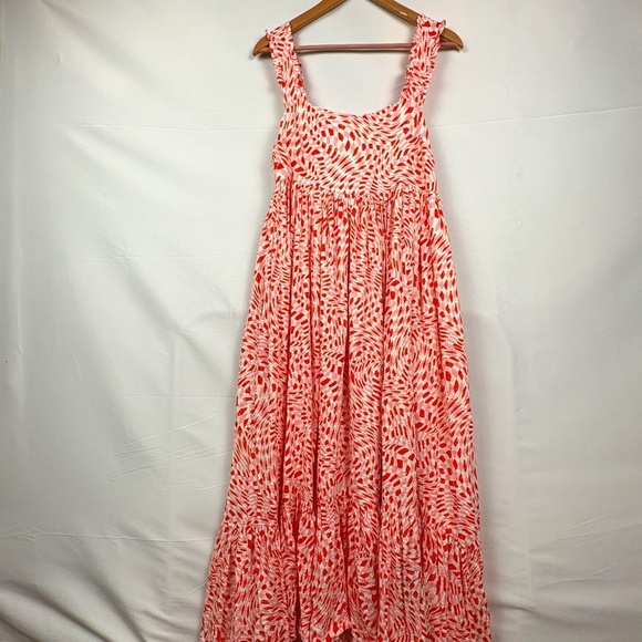 Fate Women Tiered Sleeveless Maxi Dress Sz M Babydoll Oversized Beachy Cut-out - Picture 1 of 16